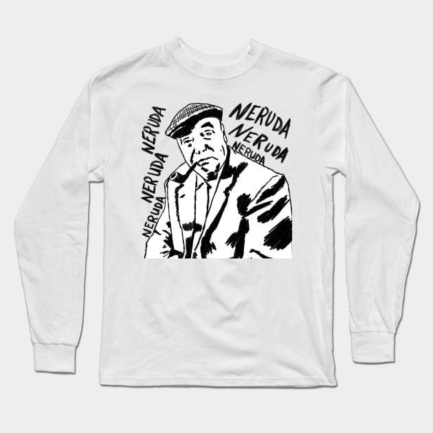 Pablo Neruda Long Sleeve T-Shirt by WellRed